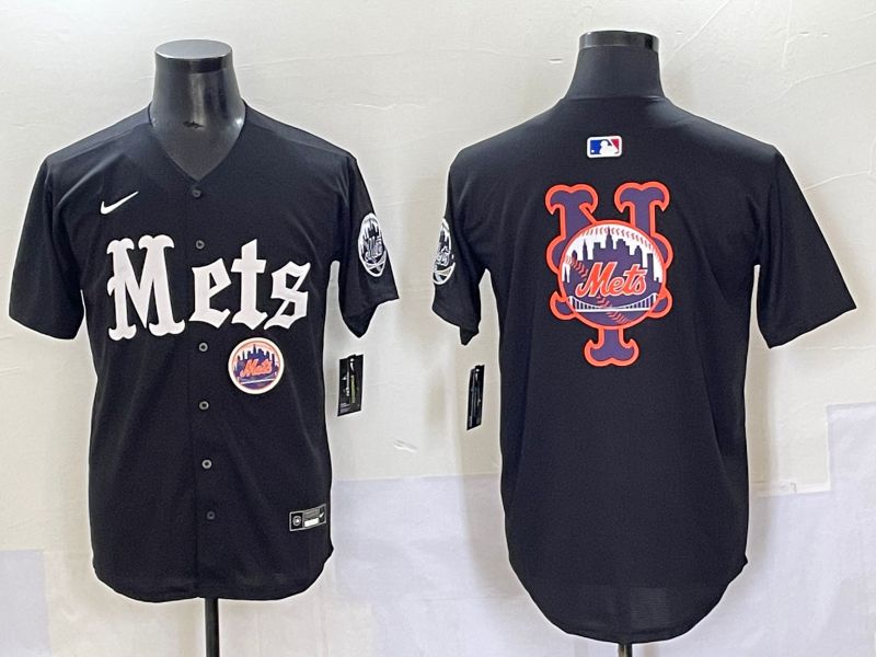 Men 2025 New York Mets Blank Black Five generations Joint Name Nike MLB Jersey style 9->new york mets->MLB Jersey